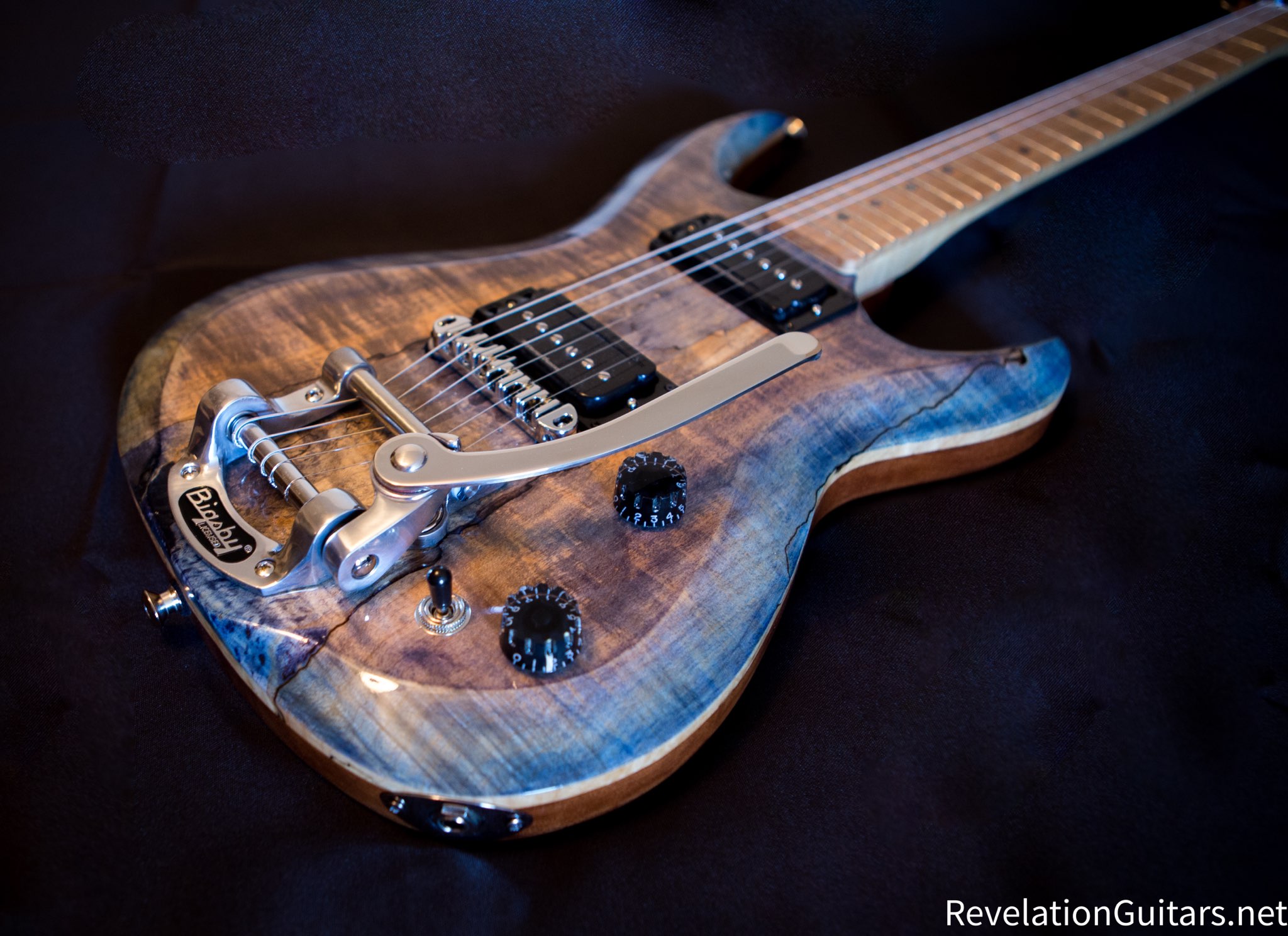 Blueburst Spalted Maple Maple neck and fretboard
